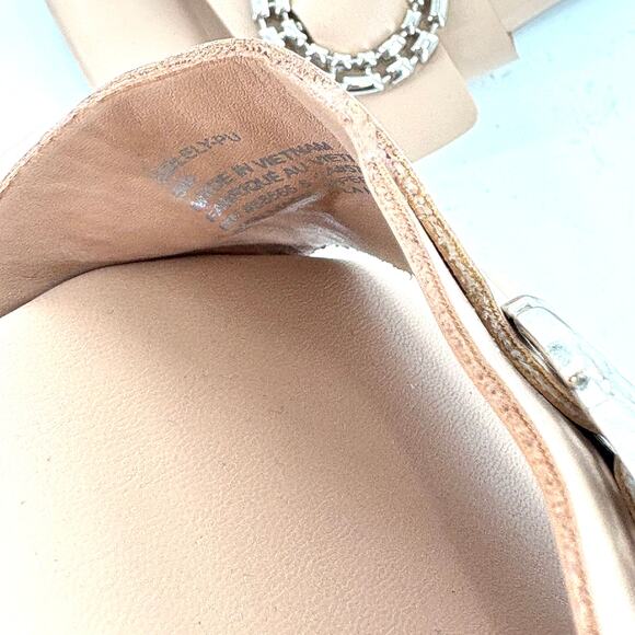 Open Edit Lely Sandals 5 NWOT Tan Slides Jewel Bridal Wedding Shower Grad - Picture 4 of 6